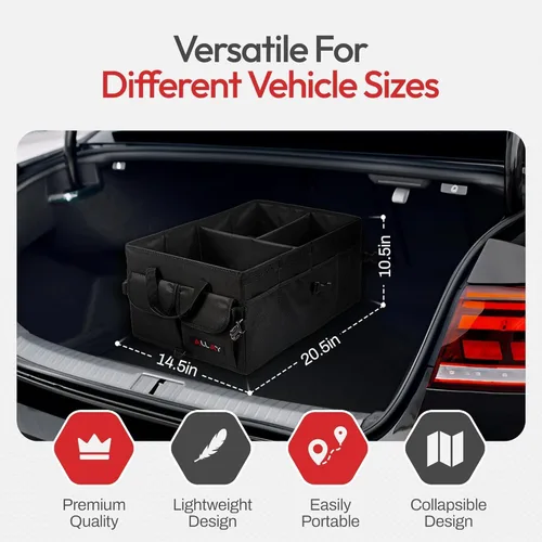 Vista 3 de ALLAY Organizador de maletero para automóvil con tapa, organizador plegable para maletero de SUV, caja de automóvil y almacenamiento con múltiples