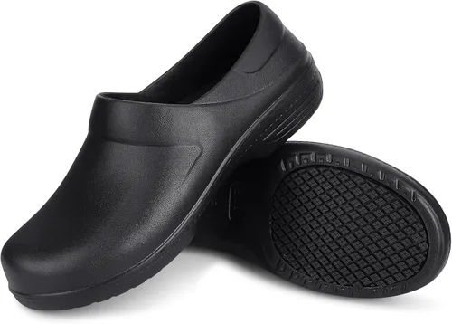 Vista 9 de Zapatos unisex antideslizantes para servicio de alimentos, impermeables, resistentes al aceite, zuecos de trabajo de cocina, cómodos zapatos