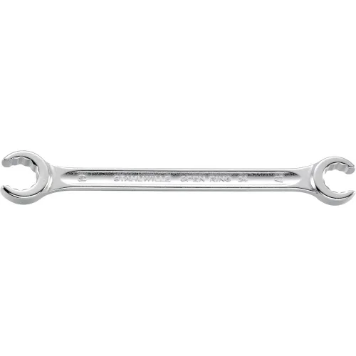 Vista 7 de Stahlwille 41081417 - Llave de anillo abierto de doble extremo, en ángulo, de aleación de acero cromado y cromada, bimágono con perfil