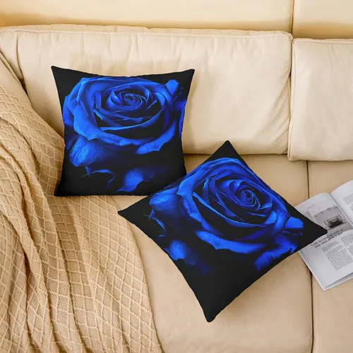 Vista 2 de Feelyou Funda de almohada rosa de 18 x 18 pulgadas, funda de almohada suave con flores florales de rosas para sala de estar, dormitorio, flor