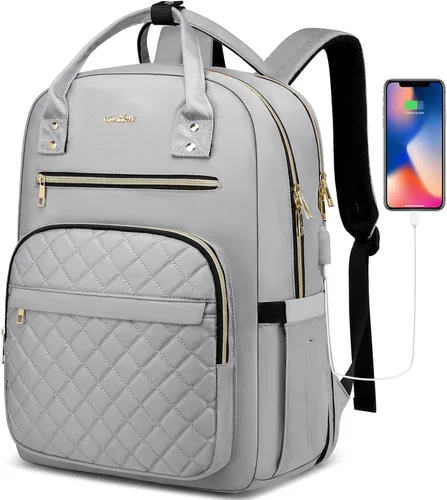 Vista 15 de YAMTION Mochila para mujeres y adolescentes, mochila escolar TSA para laptop con USB para estudiantes universitarios, negocios, oficina, trabajo