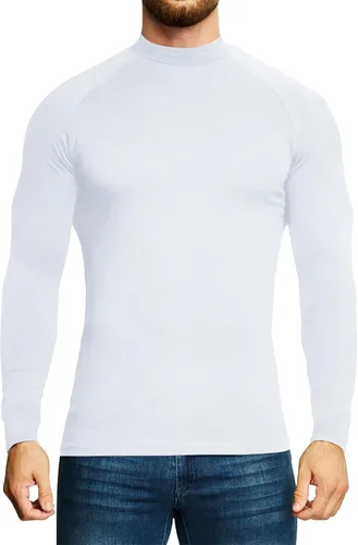 Vista 2 de elselect Camisas de cuello alto para hombre, estilo casual, ajustadas, básicas, ligeras, suéter