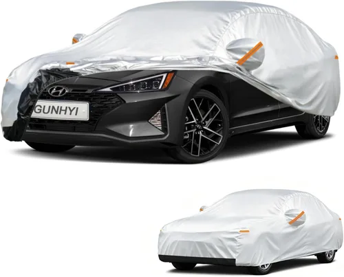 Vista 32 de GUNHYI - Funda de automóvil de 6 capas para Tesla Model 3 (2017-2025), impermeable para todo tipo de clima, protección UV contra la nieve, el sol