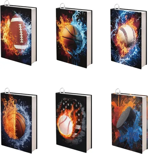 Vista 44 de Rnyleeg Paquete de 6 fundas protectoras de libros de bolsillo para niños, con temática deportiva, elástica, para amantes de los libros, estudiantes