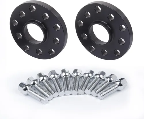 Vista 3 de 4 espaciadores de rueda centrados de aluminio forjado de 0.591 in 5 x 100 5 x 112 con 20 pernos de 1.575 in de largo compatibles con Audi TT A3 A4