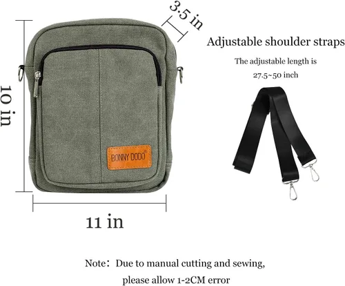 Vista 4 de Pequeñas bolsas de mensajero de lona casuales ligeras, bolso cruzado de viaje, bolsas de hombro para mujeres y hombres, bolsa lateral de lona