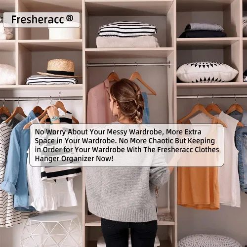 Vista 6 de Organizador de Perchero para Ropa con Ahorro de Espacio, Bolsa de Almacenamiento Triangular Fresheracc con Asas para Organizar el Armario