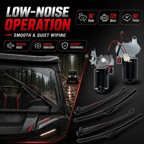 Vista 8 de Kit de limpiaparabrisas UTV de 12 V con hoja de 16 pulgadas, conjunto de motor de barrido de 90° Kit de limpiaparabrisas eléctrico Polariss RZR