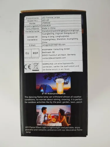 Vista 3 de Luz LED con efecto de llama, recargable por USB, impermeable, regulable, 4 modos, linterna con efecto de detección de gravedad y base magnética