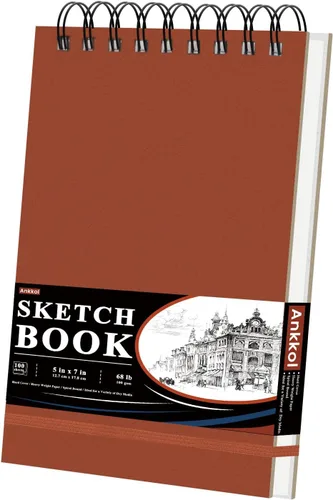 Vista 11 de Ankkol Cuaderno de bocetos con espiral 5x7, pequeño bloc de dibujo con tapa dura - 100 hojas, papel para bloc de dibujo mini de 68 lb/100 g/m²