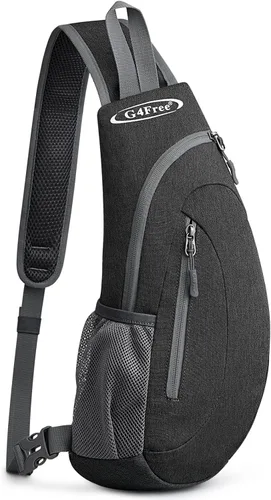 Vista 8 de G4Free - Bolso bandolera para hombres y mujeres, mochila pequeña para el pecho y el hombro, ligera, para viajes, actividades al aire libre y Negro