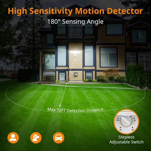 Vista 4 de LEPOWER Luces de inundación de 45 W con sensor de movimiento, luces para exteriores, luz de seguridad LED de 4800 lm, luz con sensor de movimiento