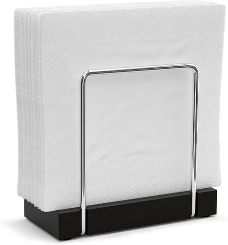 Vista 39 de Servilletero para mesa, dispensador de servilletas de hierro de acacia para cocina, mesa de comedor, granja, cóctel, picnic, soportes de madera