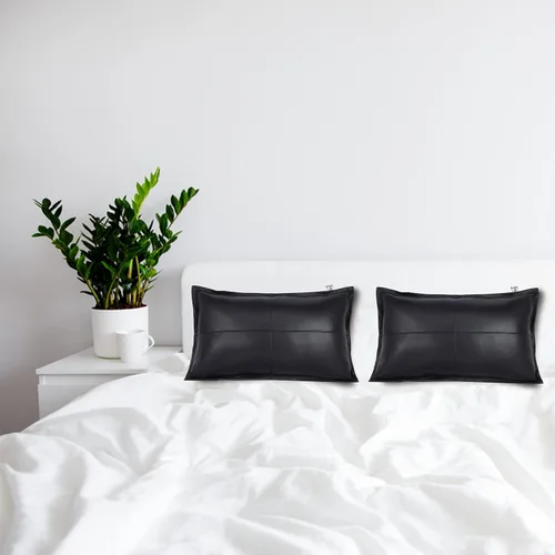 Vista 6 de Funda de almohada rectangular de piel de cordero – Funda de cojín para sofá – Fundas decorativas para sala de estar y dormitorio, caja negra