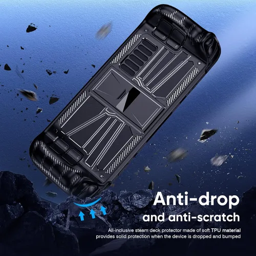 Vista 2 de Kickstand Protective Case Compatible with Steam Deck Adjustable Stream Deck Case with Steam Deck Screen Protector Steam Deck Touchpad Protector Skin