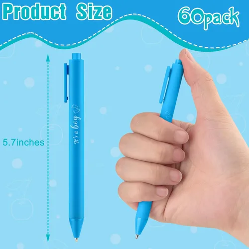 Vista 2 de Mototo 60 bolígrafos para baby shower, regalo de fiesta de bebé, bolígrafo azul retráctil con tinta negra para niños, invitados, profesores