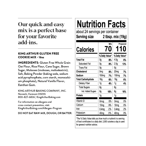Vista 2 de King Arthur, Mezcla de galletas sin gluten, sin gluten, proyecto verificado sin OMG, certificado Kosher, sin lácteos, 16 onzas