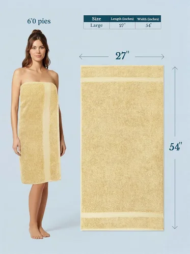 Vista 3 de Toallas de baño de algodón de lujo de 700 GSM (4 unidades, 27 x 54 pulgadas) por Utopia, Beige Premium Lightweight Ring Spun Cotton Towels