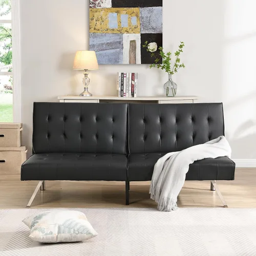 Vista 13 de Sofá cama futón, sofá futón plegable convertible, sofá pequeño transpirable para estudio compacto en sala de estar y dormitorio, oficinas, sofá