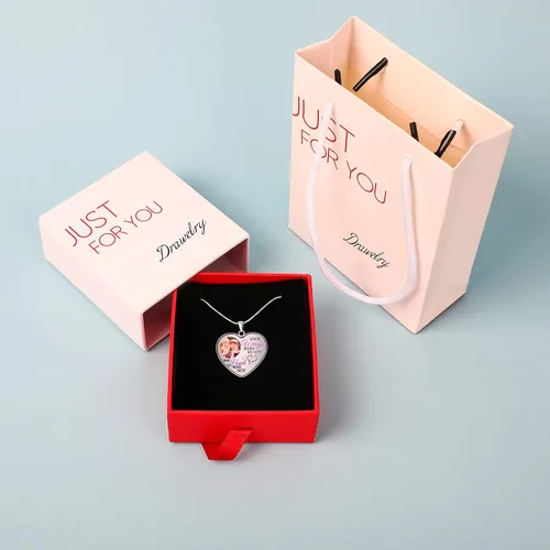 Vista 6 de Drawelry Collar con foto personalizado, collar con dije de imagen personalizada en forma de corazón con alas conmemorativas de cadena de serpiente