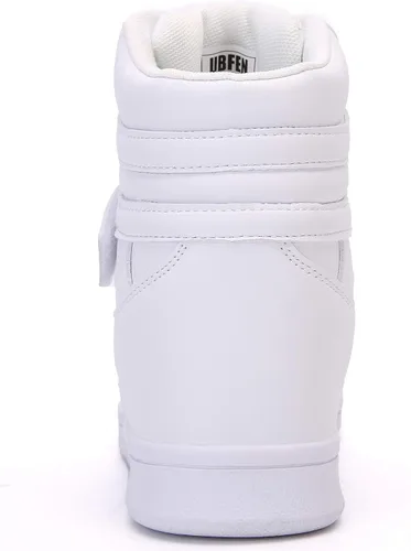 Vista 5 de UBFEN Zapatos deportivos para mujer, con soporte de tobillo alto, color vibrante, tacón de cuña oculto, retro, de los años 80, para niñas, cosplay