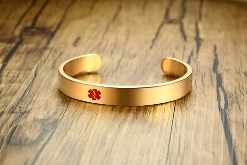 Vista 7 de PACEMAKER - Pulsera de acero inoxidable con identificación médica de alerta médica SOS para mujer 79in 8 pulgadas Metal