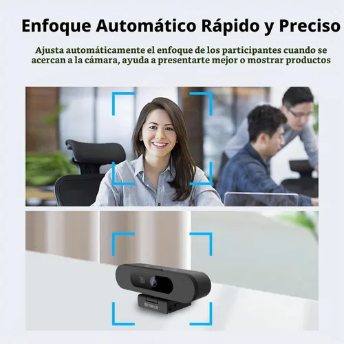 Vista 4 de TOALLIN Cámara web 4K AI con WDR, corrección automática de luz, seguimiento de IA con marco automático, enfoque automático, zoom digital ajustable