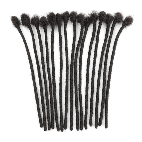 Vista 13 de Extensiones de cabello humano Loc de 0.2 cm de ancho, 4 pulgadas, 30 hebras, negro natural 100% completamente hechas a mano, extensiones