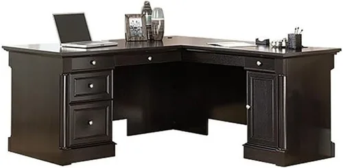 Vista 12 de Pemberly Row Escritorio contemporáneo en forma de L de madera de diseño contemporáneo de 65 x 69 pulgadas con almacenamiento, cajones, panel Roble