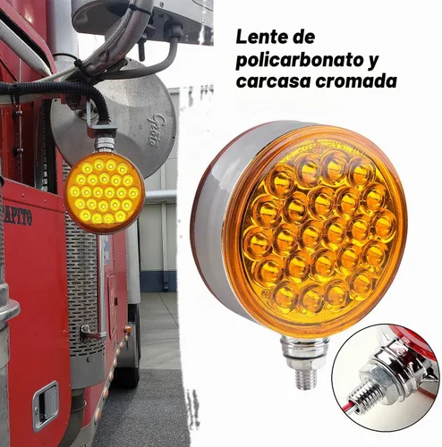 Vista 6 de Partswcgg - 2 luces LED de doble cara de 4 pulgadas, 48 LED, 10 V-30 V Round Double Dual Face Led Fender Pedestal Lights Stop Turn Tail Amber/Red