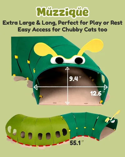 Vista 8 de Túnel de fieltro para gatos, cama de túnel de conejo grande conectable