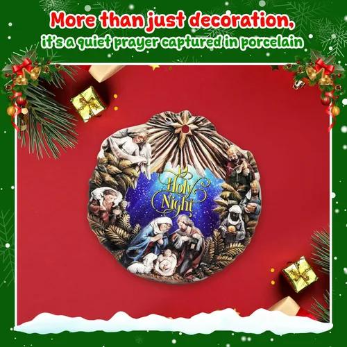 Vista 8 de GEEMBI Regalos cristianos de Navidad para mujeres y hombres – O Holy Night Adornos navideños de natividad de porcelana 3D 2025 – Regalos religiosos
