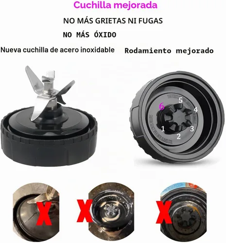 Vista 5 de Cuchilla macho de repuesto de 6 aletas y vasos de 16 onzas para licuadora Nutri Ninja, solo para BL660 BL663 BL740 BL770 BL771 BL772 BL773 BL780