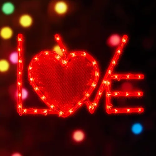 Vista 13 de Decoración de silueta de ventana de corazón rojo iluminado 50L para el día de San Valentín, corazón de luces de San Valentín Corazón rojo de 50 LED