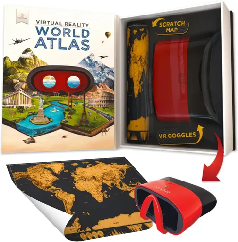 Vista 2 de Abacus Brands Caja de regalo del Atlas Mundial de Realidad Virtual - Atlas VR interactivo ilustrado y juego de actividades de aprendizaje STEM