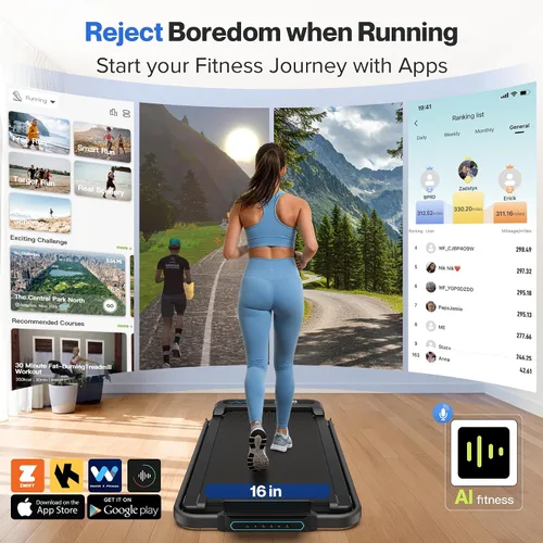 Vista 5 de Cardirun Almohadilla para caminar con 10% de inclinación, 4 en 1 plegable caminadora con barra de mango para espacios pequeños en el hogar, 3.0 HP