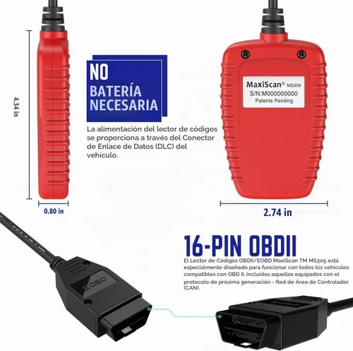 Vista 9 de Autel MaxiScan MS309 Can OBD-II Escáner de código de diagnóstico