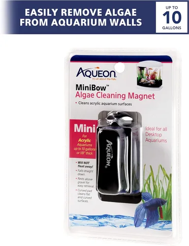Vista 2 de Aqueon Raspador de algas de acuario, imanes de limpieza de peceras para vidrio/acrílico, mini