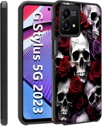 Vista 24 de Funda para Moto G Stylus 5G 2023, resistente 2 en 1 de doble capa híbrida de policarbonato duro y silicona suave a prueba de golpes, funda