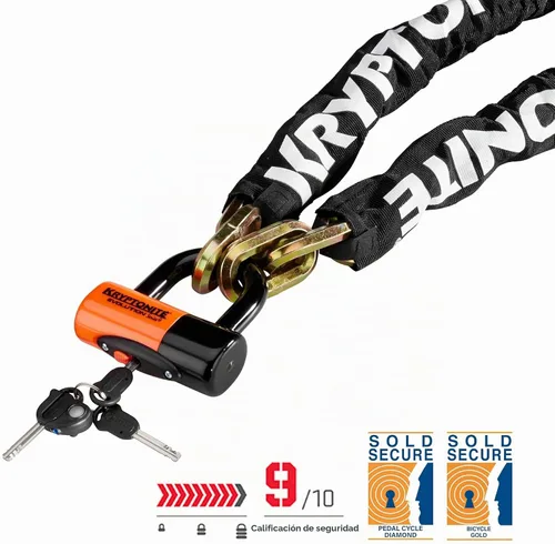 Vista 2 de Kryptonite New York 1210 - Cerradura de cadena para bicicleta, 3.25 pies de alta resistencia