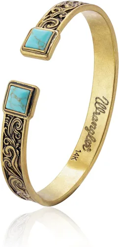 Vista 8 de Montana West Pulsera de Puño Wrangler para Mujeres Occidental Turquesa Ajustable Brazalete Abierto Plateado Tallado Floral Vaquera Joyería Country
