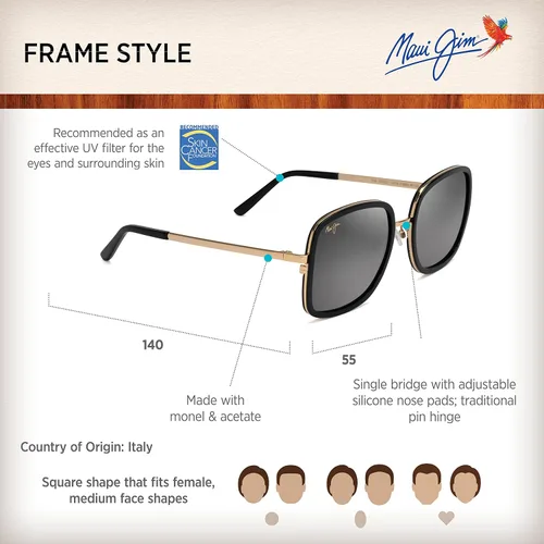 Vista 6 de Maui Jim Womens Pua WPatented Polarizedplus2 Lenses Square Sunglasses