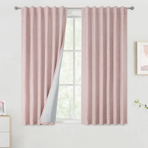 Vista 13 de Vision Home Cortinas Completamente Opacas de Lino Azul Niebla de 84 Pulgadas de Largo para Dormitorio y Sala de Estar, Paneles de Ventana Niebla Azul