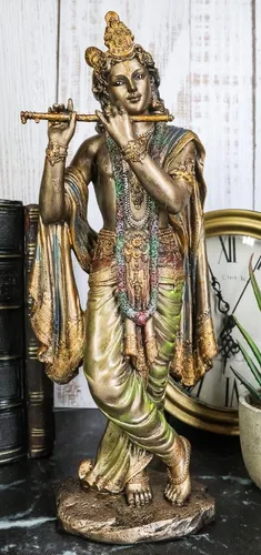 Vista 2 de Ebros Gift Figura decorativa de 10 pulgadas de alto, supremo dios hindú, Señor Krishna, Avatar de Vishnu, estatua de flauta hinduista, deidad