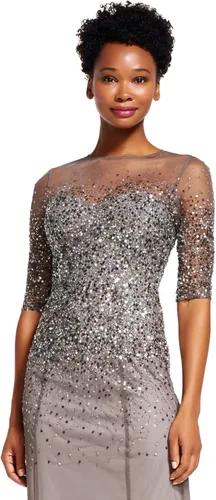 Vista 3 de Adrianna Papell Vestido de ilusión de manga 34 para mujer con cuello corazón, LED.
