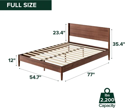 Vista 2 de Zinus Allen - Marco de cama de madera de mediados de siglo, tamaño Espresso