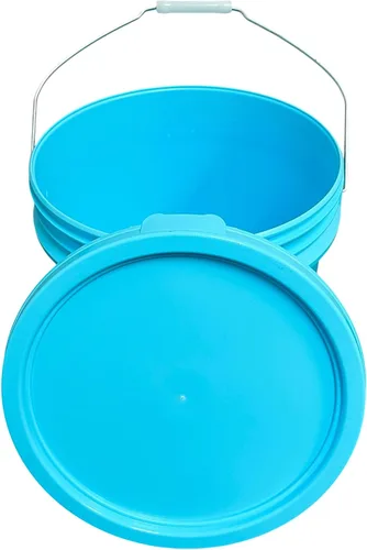Vista 3 de Cubo de 3.5 galones con tapa, cubo duradero multiusos seguro para alimentos, sin BPA, grado comercial (Aqua, 1)