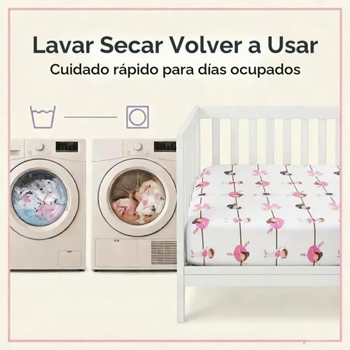 Vista 6 de Everyday Kids Paquete de 2 Sábanas Bajeras para Cuna para Niña, 100% Sábana de Bebé de Microfibra Suave y Transpirable, Se Adapta a Colchones