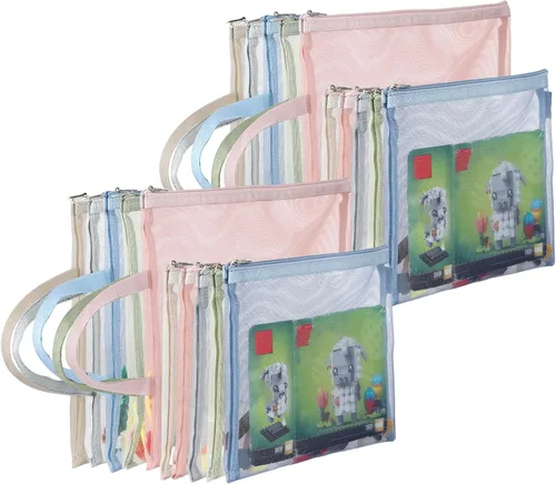 Vista 10 de 4 bolsas plegables de almacenamiento de juguetes, bolsas de conchas marinas de gran capacidad para la playa, bolsa de almacenamiento portátil