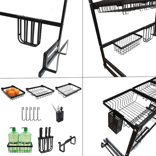 Vista 2 de Estante de secado de platos sobre el fregadero Soporte de cubiertos de acero inoxidable 33" [P/N: ET-DISHRACK002] Kit Premium